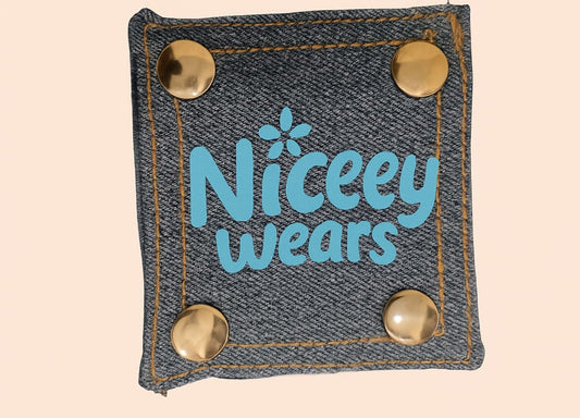 Denim Knee Pads- NiceeyWears logo design inspired!